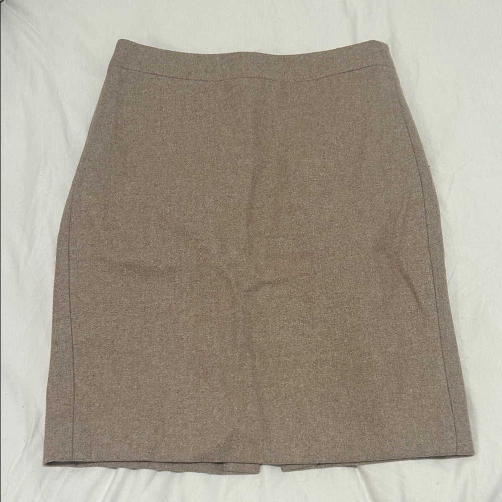 J.Crew Elegant Wool Tan Pencil Skirt